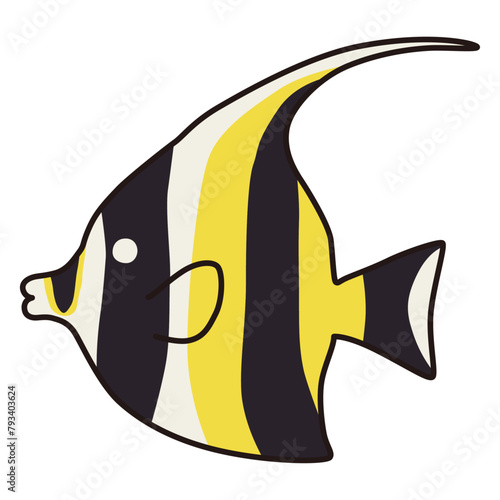 かわいいツノダシのベクターイラスト。魚、アイコン、海、水族館
