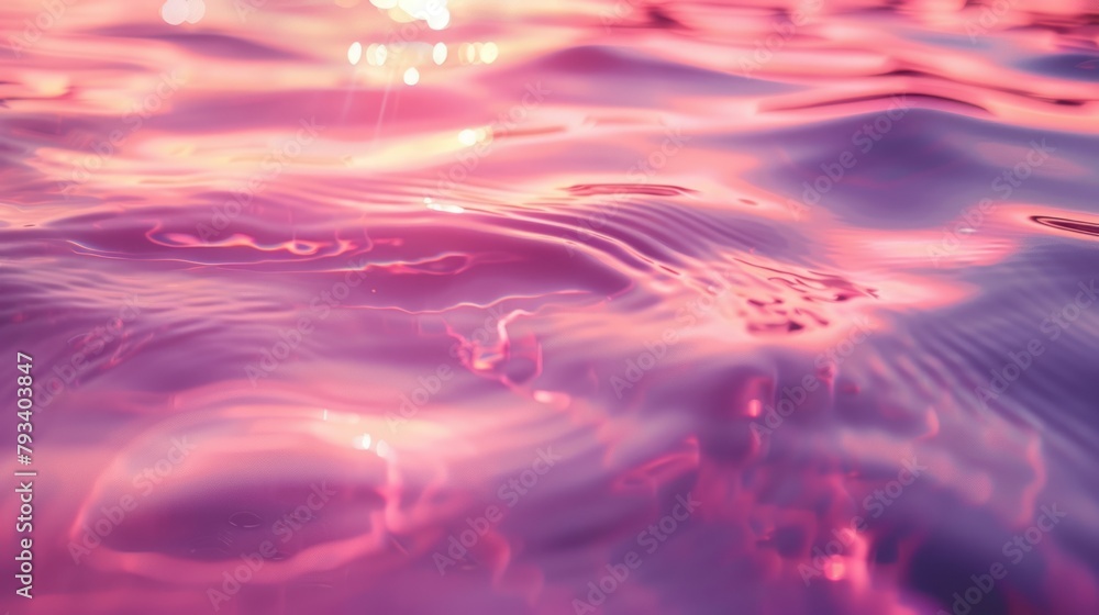 glistening water ripples with pink tones and bokeh highlights - obrazy, fototapety, plakaty 