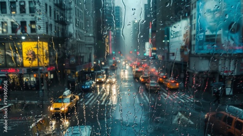 hectic city in the rain generative ai © ThisDesign