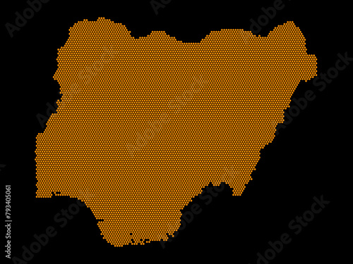 A sketching style of the map Nigeria. An abstract image for a geographical design template. Image isolated on black background.