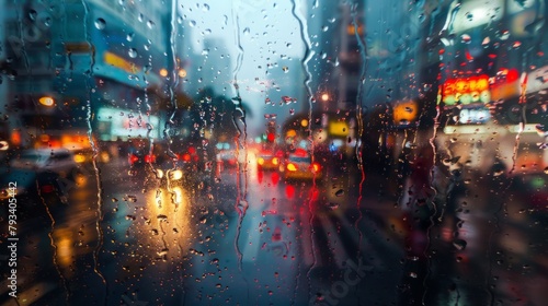 hectic city in the rain generative ai photo