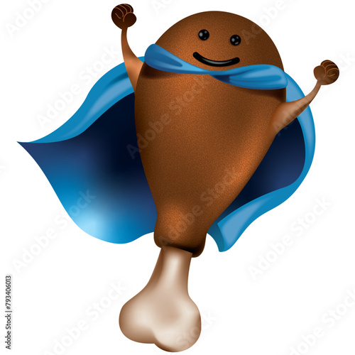 superheroe, pierna de pollo