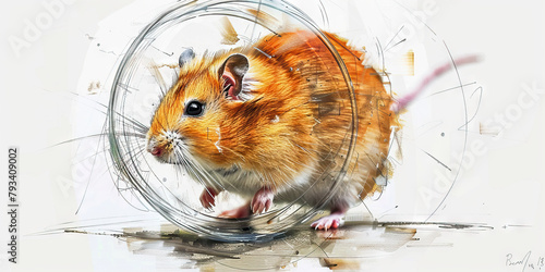 Rumination: The Hamster Wheel and Racing Thoughts - Picture a hamster on a wheel with racing thoughts, illustrating rumination
