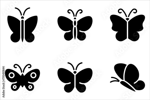 Butterfly outline icon set. linear style sign for mobile concept and web design. Insect simple on white background