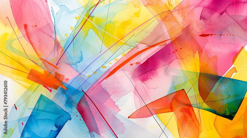 Fototapeta premium Vibrant Watercolor Texture: Multicolor Paint Splash Art