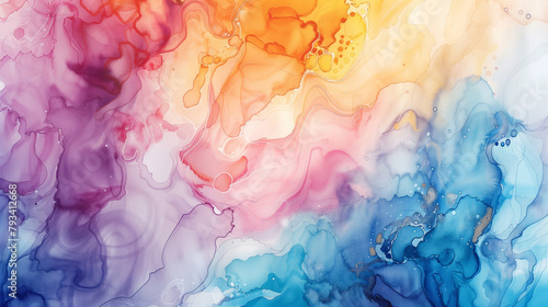 Vibrant Watercolor Texture: Multicolor Paint Splash Art