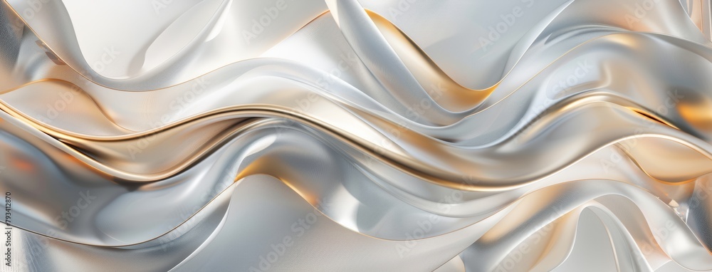 Metallic Waves with Gold Accents on Silver Texture - Elegant Curves and ...
