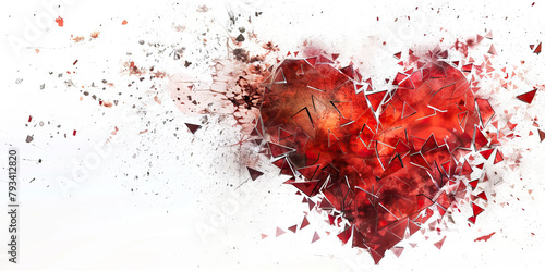 Heartbreak: The Shattered Glass Heart - Visualize a heart made of glass shattered into pieces, illustrating the pain of heartbreak
