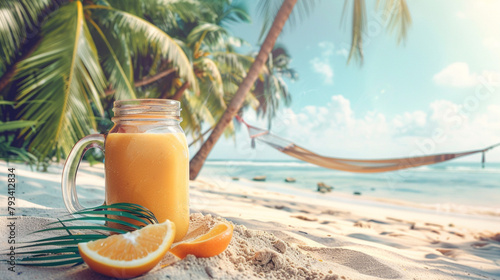 orange juice on the beach