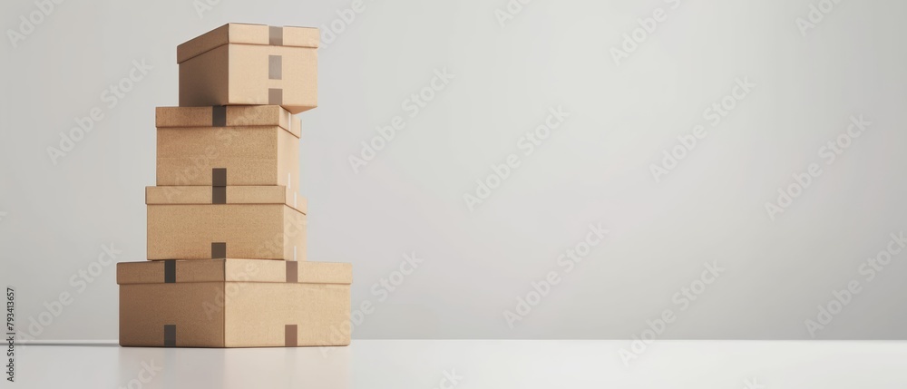 Stack of Cardboard Boxes Ready for Shipping - Logistics and Packaging Concept for Moving and Delivery Services, Copy Space Stack of Cardboard Boxes Ready for Shipping - Logistics and Packaging Concept for Moving and Delivery Services, Copy Space