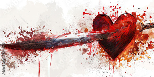 Betrayal: The Stabbed Heart and Bloodied Knife - Imagine a heart with a knife stabbed into it, illustrating the pain of betrayal