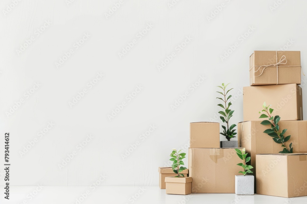 Cardboard Box Stack in Storage for Shipping and Logistics, Copy Space Cardboard Box Stack in Storage for Shipping and Logistics, Copy Space