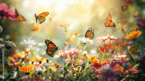 butterfly and flowers