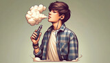 A teenager teen boy vaping vape smoke unhealthy