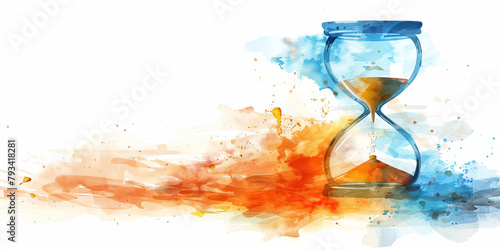 Regret: The Hourglass and Falling Sand - Visualize an hourglass with sand slowly running out, illustrating the feeling of regret for lost time or opportunities. photo
