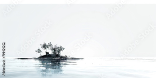 Isolation: The Deserted Island and Distant Horizon - Visualize a deserted island with a distant horizon, illustrating the feeling of isolation and loneliness