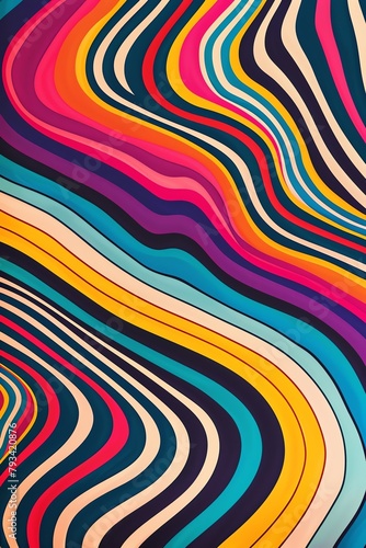 Pop art style, bright candy colors, bold lines in abstract pattern, flat mid-shot, 1960s vibe, 