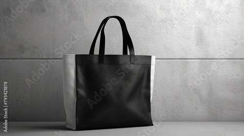 Blank shopping bag black and white in hanging, mockup