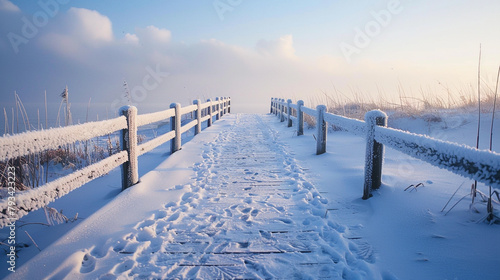 landscape with fence and snow