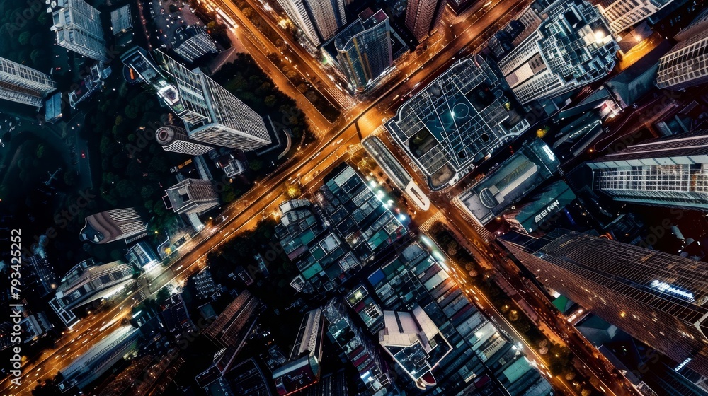 aerial view background. night city metropolis aerial view background. night city metropolis