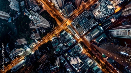 aerial view background. night city metropolis © megavectors