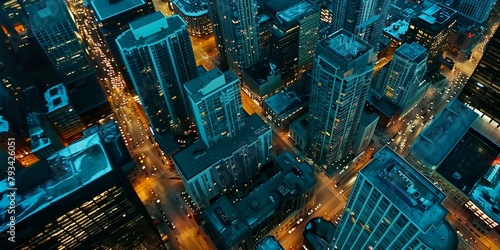 aerial view background. night city metropolis