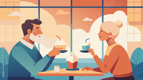 In a cozy Austrian cafe a couple sips on fragrant ed chai while indulging in warm apple strudel topped with whipped cream.