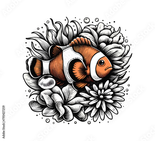 Clownfish hand drawn vector illustration