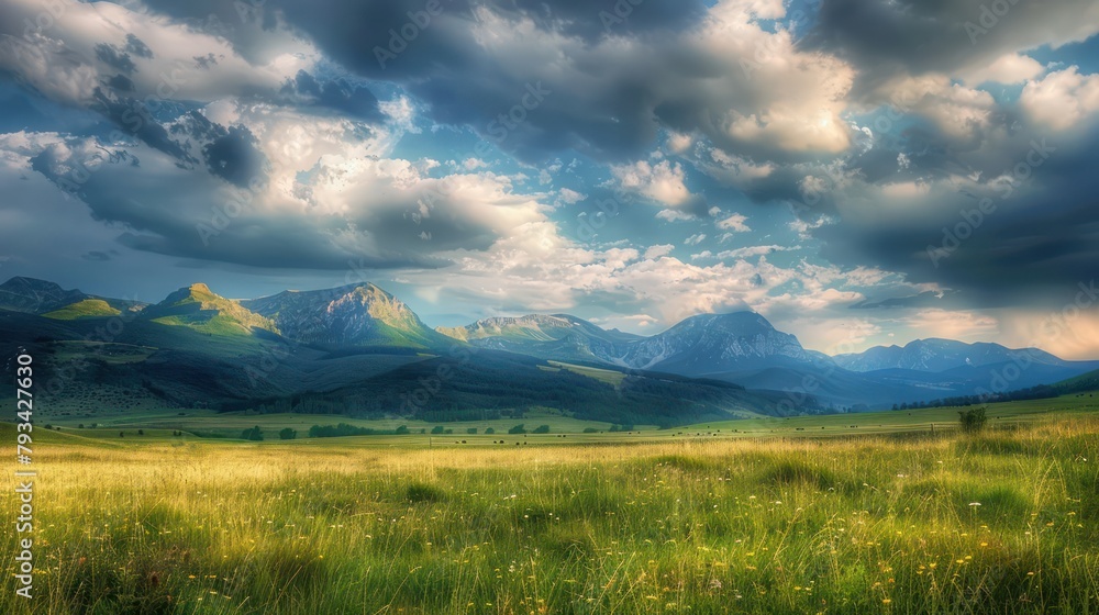 Fototapeta premium landscape with mountain views and misty clouds