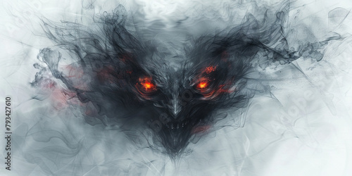 Vengeful Spirit: The Dark Aura and Malevolent Gaze - Imagine a dark aura surrounding a ghost with a malevolent gaze, illustrating the vengeful nature of a spirit photo