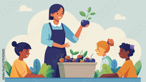 A teacher incorporating a container garden into their classroom teaching students about sustainability and responsibility as they tend to the