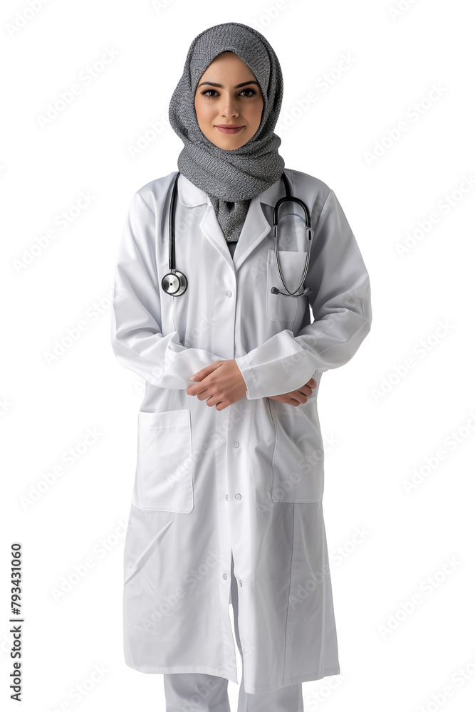 portrait of 25 years old arabian hijab female doctor with uniform and stethoscope. portrait of 25 years old arabian hijab female doctor with uniform and stethoscope.