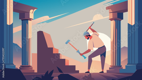 Ast the ruins of an ancient temple the chiseling of stone reverberates through the centuries. With each strike of his tool the carver captures