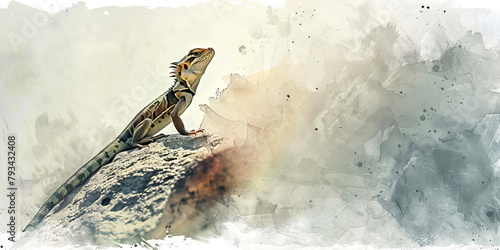 Independence: The Solitary Wanderer and Self-Reliance - Imagine a lizard wandering alone, illustrating the concept of independence and self-reliance. photo