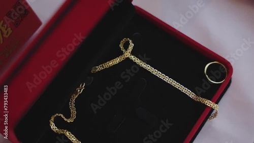 Engagement ceremony items for Chinese wedding, gold jewelry