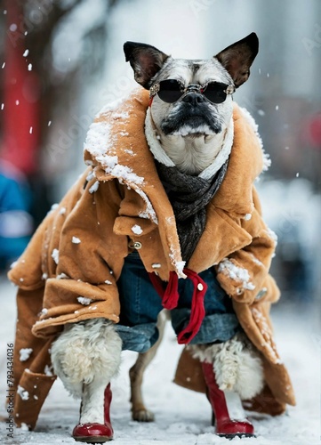 dog in winter