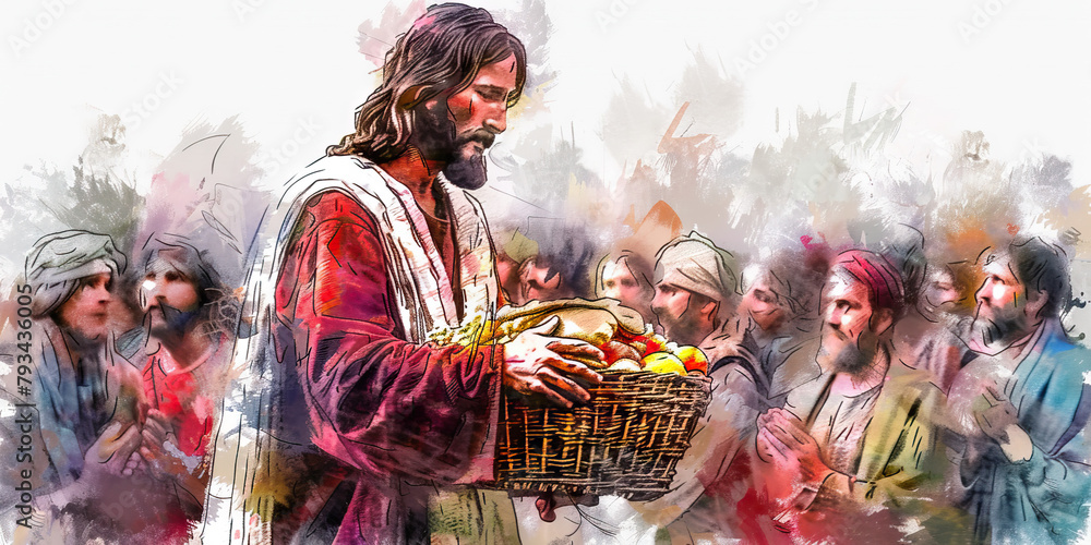 Miracle Worker: The Overflowing Basket and Amazed Onlookers - Visualize ...