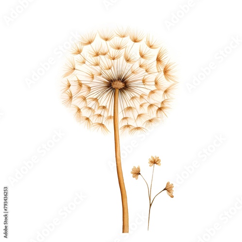 Dandelion flower isolated on white background. Hand drawn illustration.