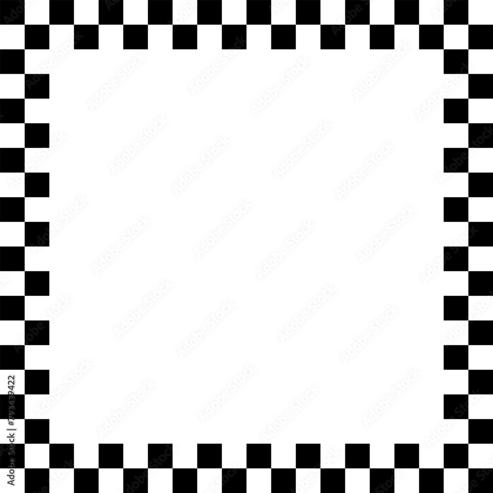 Checkers frame, border in line art style geometric seamless pattern. EPS.10.