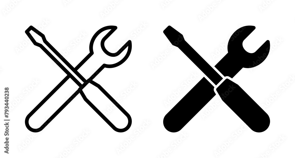 Repair icon vector isolated on white background. Wrench and screwdriver icon. settings vector icon. Maintenance. tools Repair icon vector isolated on white background. Wrench and screwdriver icon. settings vector icon. Maintenance. tools