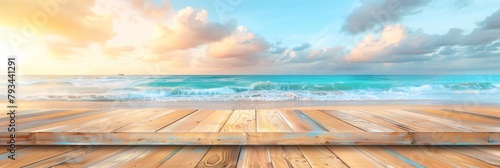 table wooden on sea beach