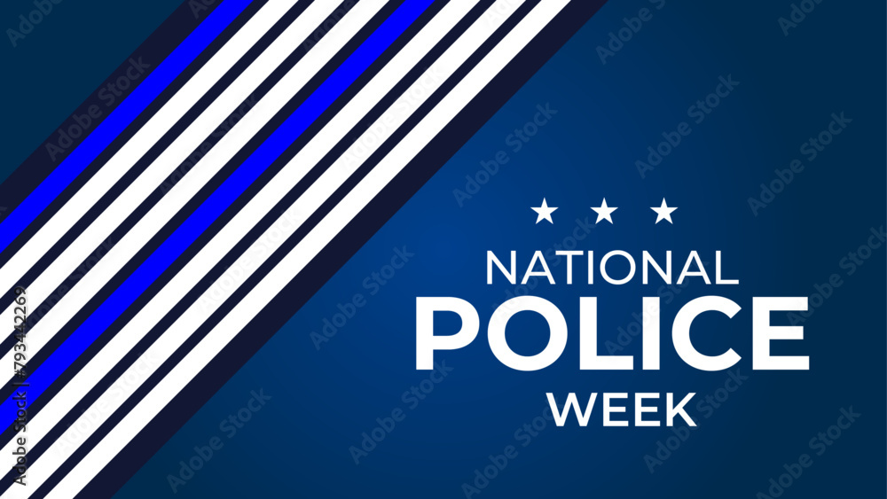 National Police Week vector banner design with American flag theme