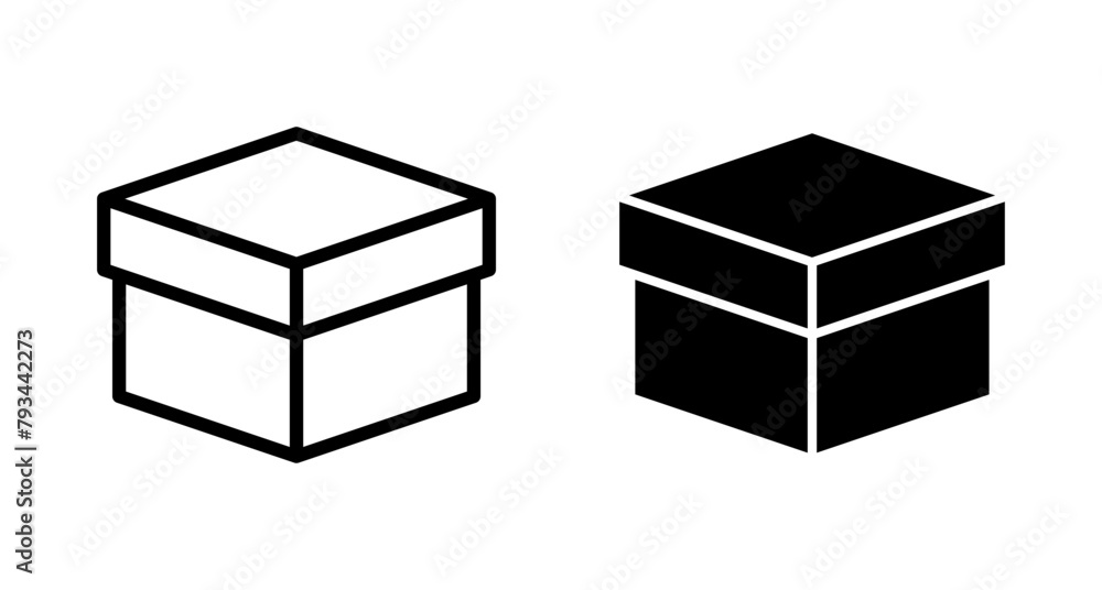 Box icon vector isolated on white background. Cardboard box, packaging open. Box vector icon Box icon vector isolated on white background. Cardboard box, packaging open. Box vector icon