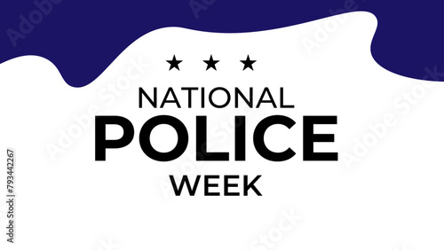 National Police Week vector banner design with American flag theme style with stripes, stars, typography, blue white and black colors. banner, cover, poster, flyer, brochure, for National Police Week.
