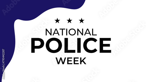National Police Week vector banner design with American flag theme style with stripes, stars, typography, blue white and black colors. banner, cover, poster, flyer, brochure, for National Police Week.