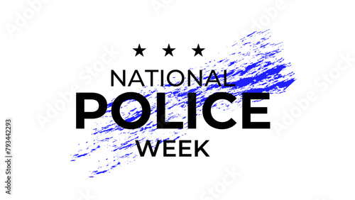 National Police Week vector banner design with American flag theme style with stripes, stars, typography, blue white and black colors. banner, cover, poster, flyer, brochure, for National Police Week.