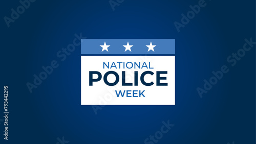 National Police Week vector banner design with American flag theme style with stripes, stars, typography, blue white and black colors. banner, cover, poster, flyer, brochure, for National Police Week.
