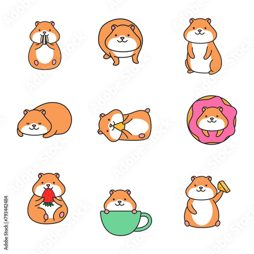 Cute cartoon hamster vector illustration