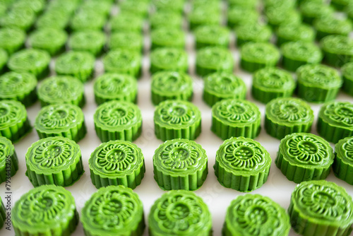 Fresh green gourmet pastry mugwort cake