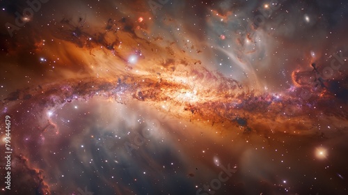 A close-up of the galactic nucleus  where the density of stars creates a radiant focal point  their collective light piercing the void of space with unwavering intensity.